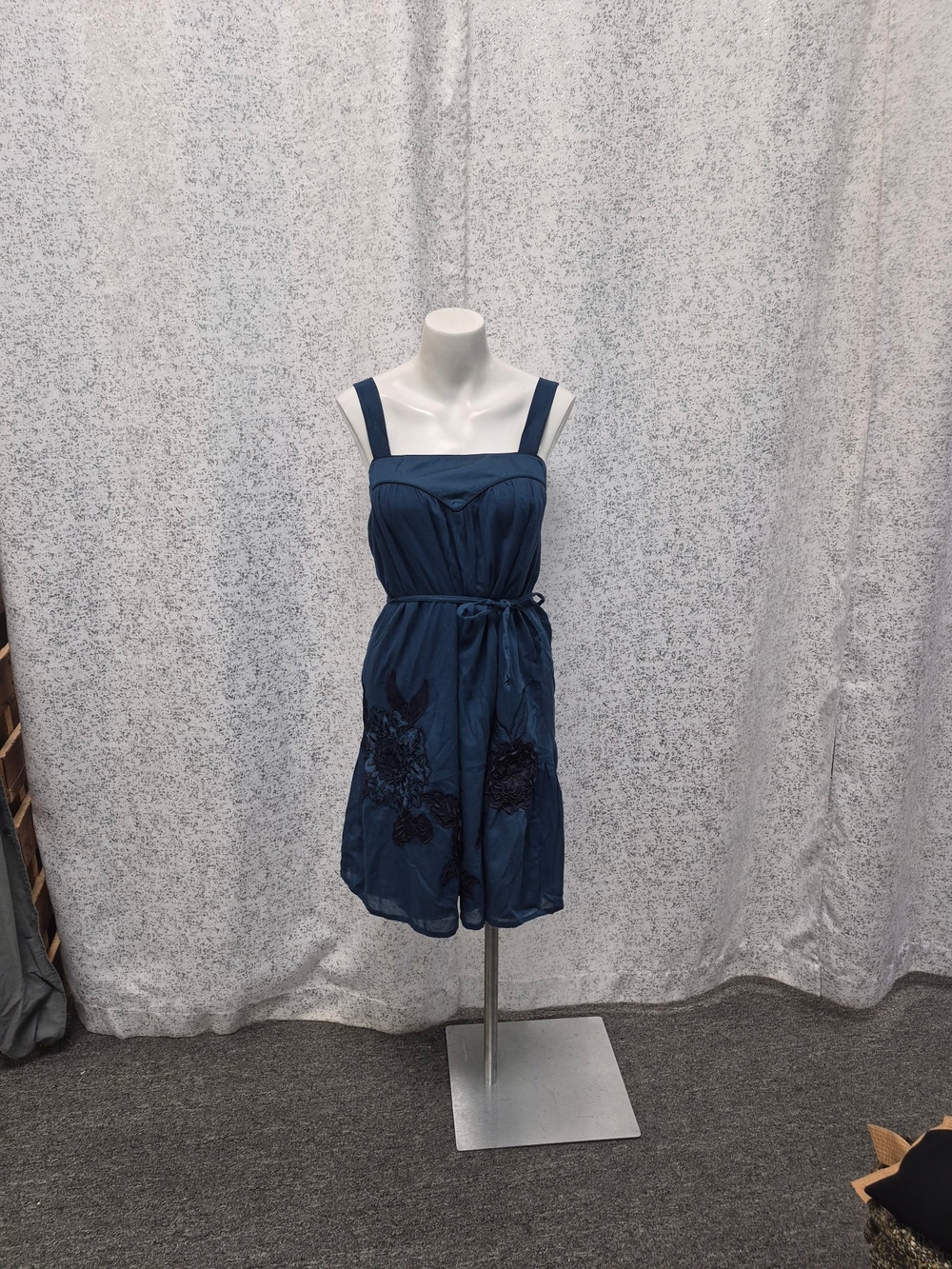 French Connection Navy Blue Embroidered Mini Dress